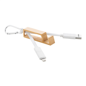 USB töltőkábel bambusz mobiltartóval (AP864060)