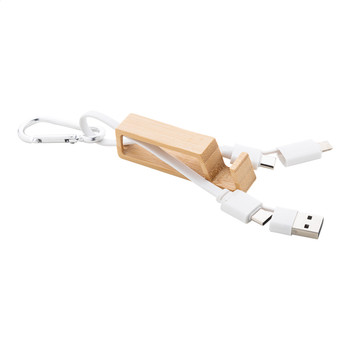 USB töltőkábel bambusz mobiltartóval (AP864060)