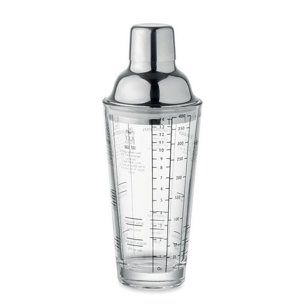 Prémium Üveg Koktélkeverő 400 ml rozsdamentes acéllal