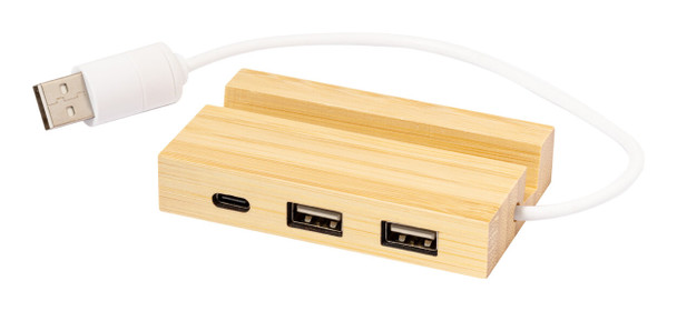 Kiváló Minőségű Bambusz USB Hub Mobiltartóval  