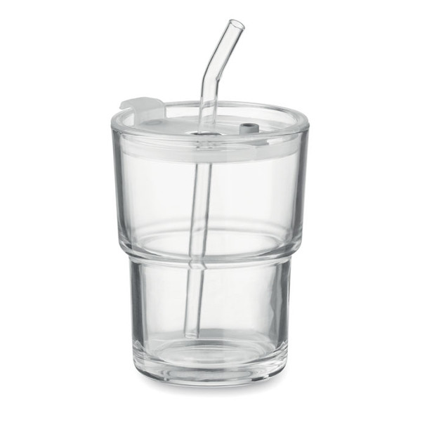 Üveg Pohár Szívószállal - 400 ml, Praktikus és Stílusos