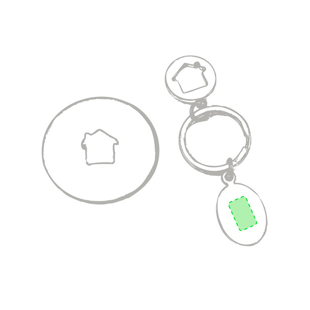 Halman fém kulcstartó tapadókoronggal és lézernyomtatással  