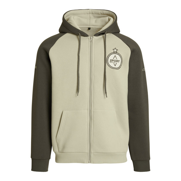 Raglán cipzáras kapucnis pulóver 320g PES-pamut