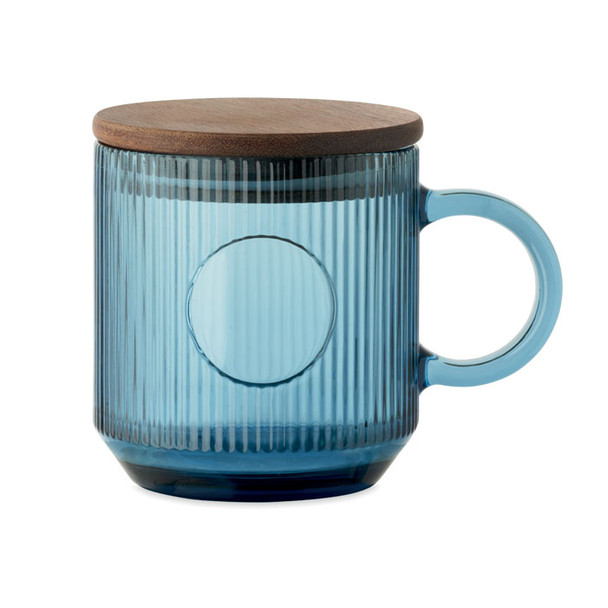 VITRIO MUG 300 ml bordázott üveg bögre akácfedél