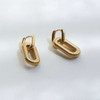 Gold-Tone Ribbed Oval Link Drop Earrings – Stainless Steel – detail view