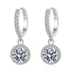 Round Moissanite Drop Earrings – 925 Sterling Silver (1)
