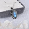 Natural Labradorite Pendant Necklace – Silver Tone (2)