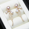 Purple Freshwater Pearl Long Earrings – 925 Sterling Silver – main view
