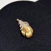 Silver-Tone Brushed Feather Brooch – Crystal Accent – main view