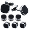Black Square Cufflinks & Shirt Stud Set – Silver Tone (2)