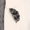 Blue & Smoky Grey Leaf Brooch (2)