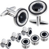 Black Oval Cufflinks & Shirt Stud Set – 8 Pieces