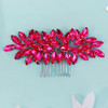 Fuchsia Crystal Leaf Occasion Hair Comb