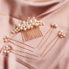 Five Piece Faux Pearl Bridal Comb and Hairpin Set