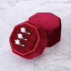 Burgundy Octagonal Velvet Triple Ring Box