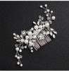 Silver Botanical Flower and Faux Pearl Hair Comb