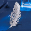 Silver Pavé Feather Brooch
