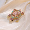 Pink Crystal Cage-Shell Turtle Brooch