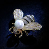 Gold-Tone Bee Brooch with White Pearl-Effect Detail