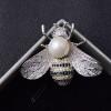 Silver-Tone Bee Brooch with White Pearl-Effect Detail