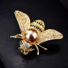 Gold-Tone Bee Brooch with Champagne Pearl-Effect Detail