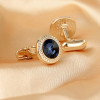 Gold-Tone Blue Crystal Round Cufflinks (3)