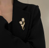 Gold-Tone Double Tulip Crystal Brooch