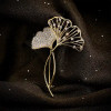 Gold-Tone Crystal Ginkgo Leaf Brooch (1)