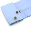 Gold-Tone Black Crystal Ball Cufflinks (3)