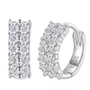 Double Row Pave Sparkling Moissainite Diamond Hoop Earrings