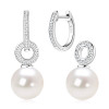 Detachable Freshwater Cultured Pearl Sparkling Hoop Earrings