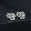 Silver Sakura Blossom Studs with Moissanite Stone