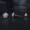 Silver Sakura Blossom Studs with Moissanite Stone