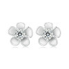 Silver Sakura Blossom Studs with Moissanite Stone