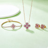 Rose Gold Dazzling Lab Created Ruby Clover Gift Set