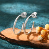 Slim Micro Pave Imitation Hoop Stud Earrings