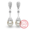 Freshwater pearl drop earrings in sterling silver