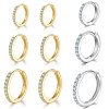 Gold tone cubic zirconia huggie hoop earrings