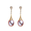White freshwater pearl drop earrings detail