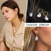 Baroque Pearl Bar Huggie Earrings for Women – Gold Tone – product image
