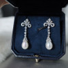 Jade Baroque Pearl Drop Earrings for Women – Silver Tone