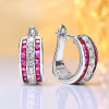 Sage Sapphire Hoop Earrings for Women – Silver Tone