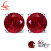 Iris Ruby Stud Earrings for Women – Silver Tone