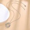 Faye Moissanite Circle Pendant Necklace – Silver Tone