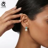 ORSA JEWELS Turquoise & Pearl Drop Earrings – 925 Sterling Silver