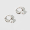 Sterling Silver Pearl Mini Hoop Earrings (3)