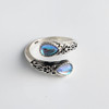 BFCLUB Adjustable Blue Stone Double Ring – Sterling Silver (1)