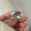 BFCLUB Adjustable Blue Stone Double Ring – Sterling Silver (6)