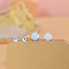 6mm White Opal Stud Earrings – Sterling Silver detail view