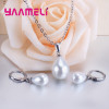 Pearl Pendant Necklace & Hoop Earrings Set – Silver Colour (2)
